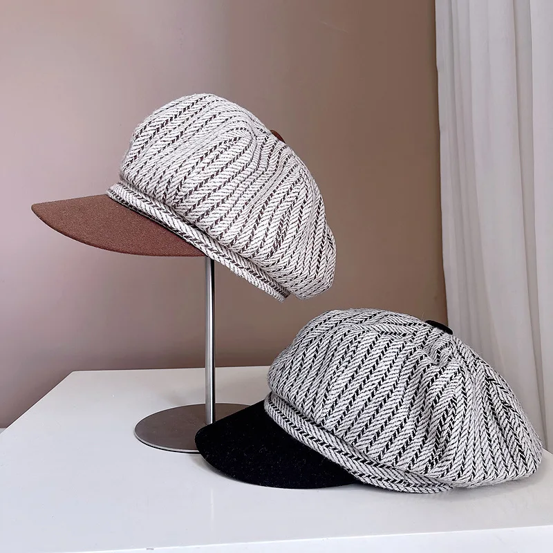 yacht fashion Women tweed octagonal cap ivy hat Newsboy Cabbie driver Peaked Beret ladies caps and hats