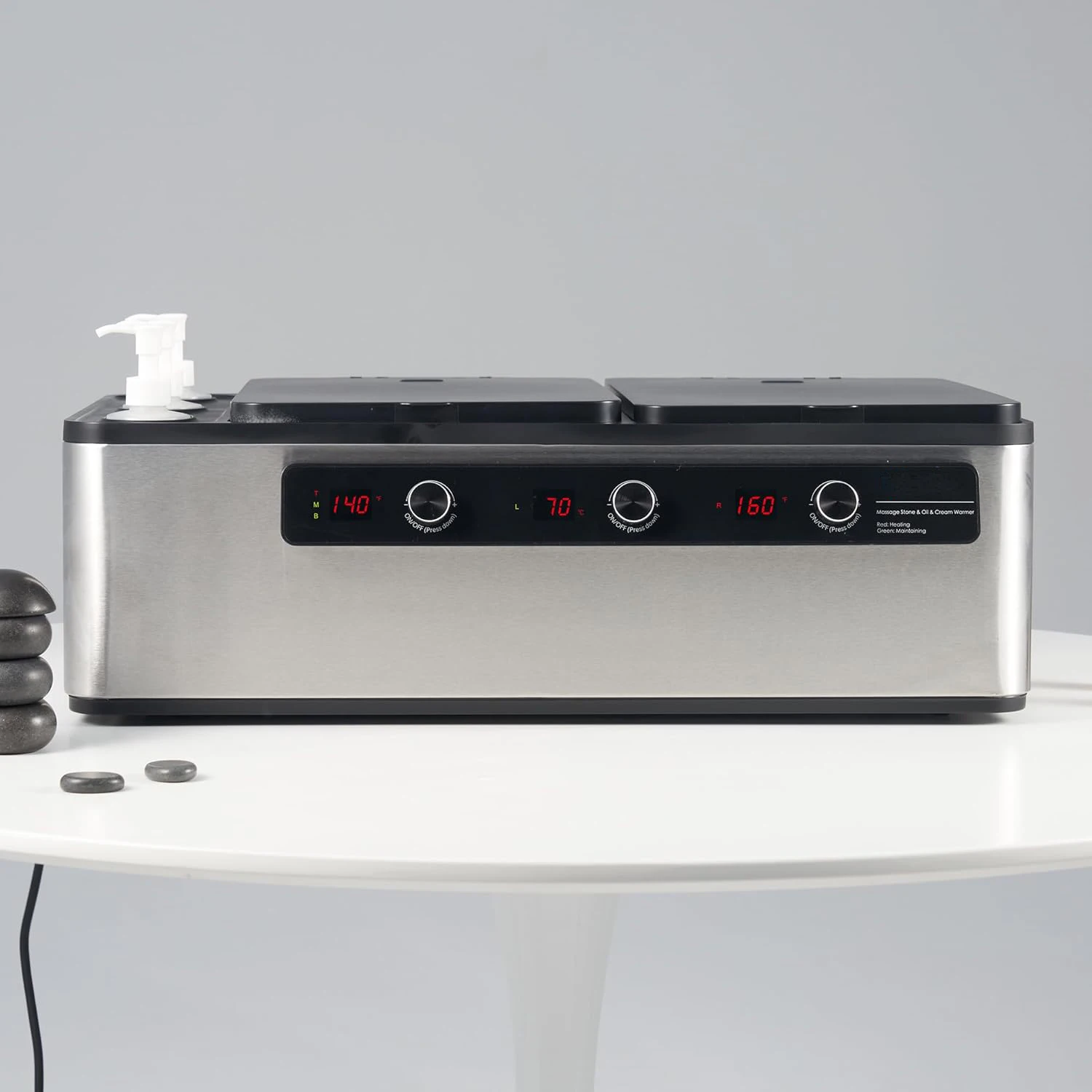 Luxury 2 in 1 Electric Salon Massage Oil Heater Hot Stone Warmer Temperature Control For Body SPA