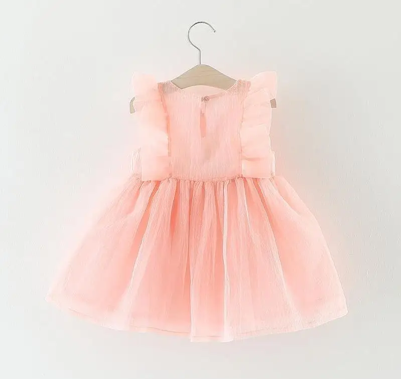 Hao Baby Summer Girls Wear Toddler Pure Color Dress Children Party Beautiful Dress