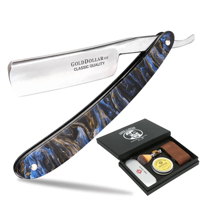 Gold Dollar Razor Suit Cut Shaving Throat Carbon Steel Barber Sharpen Shave Acrylic Handle Safty Shaver Straight Razor For Man