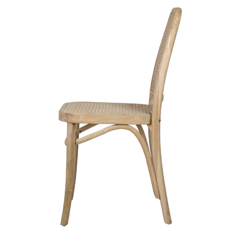 Amazon Hot Provincial Solid Wood Frame Nature Finish Cane Dining Chair