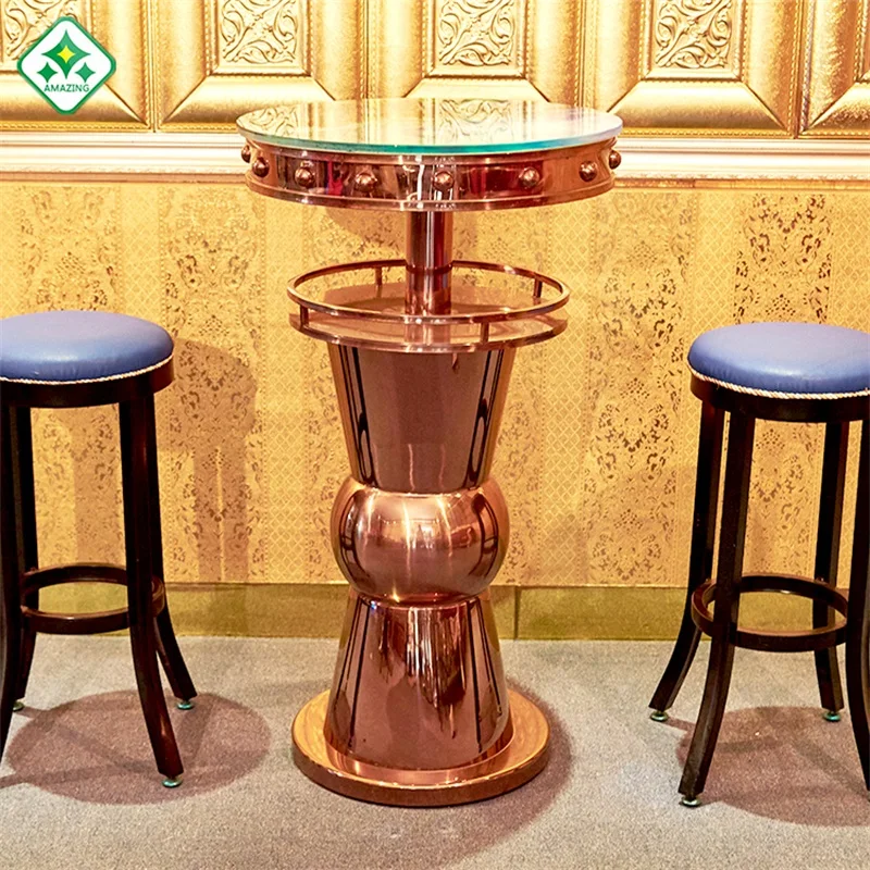 
Modern Home Design Mini Wine Table Mobile Bar Counter commercial furniture gold stainless steel stand up bar 