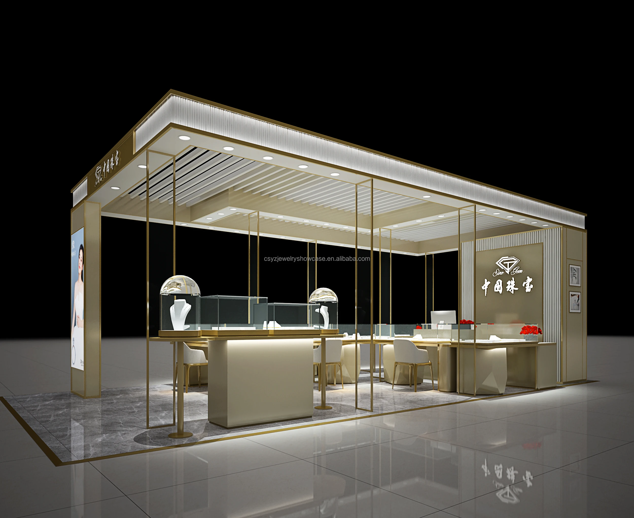 Custom Luxury Jewelry Store Furniture Counter Design Sales Table with Elegant Jewelry Display Case Showcase for Store Display