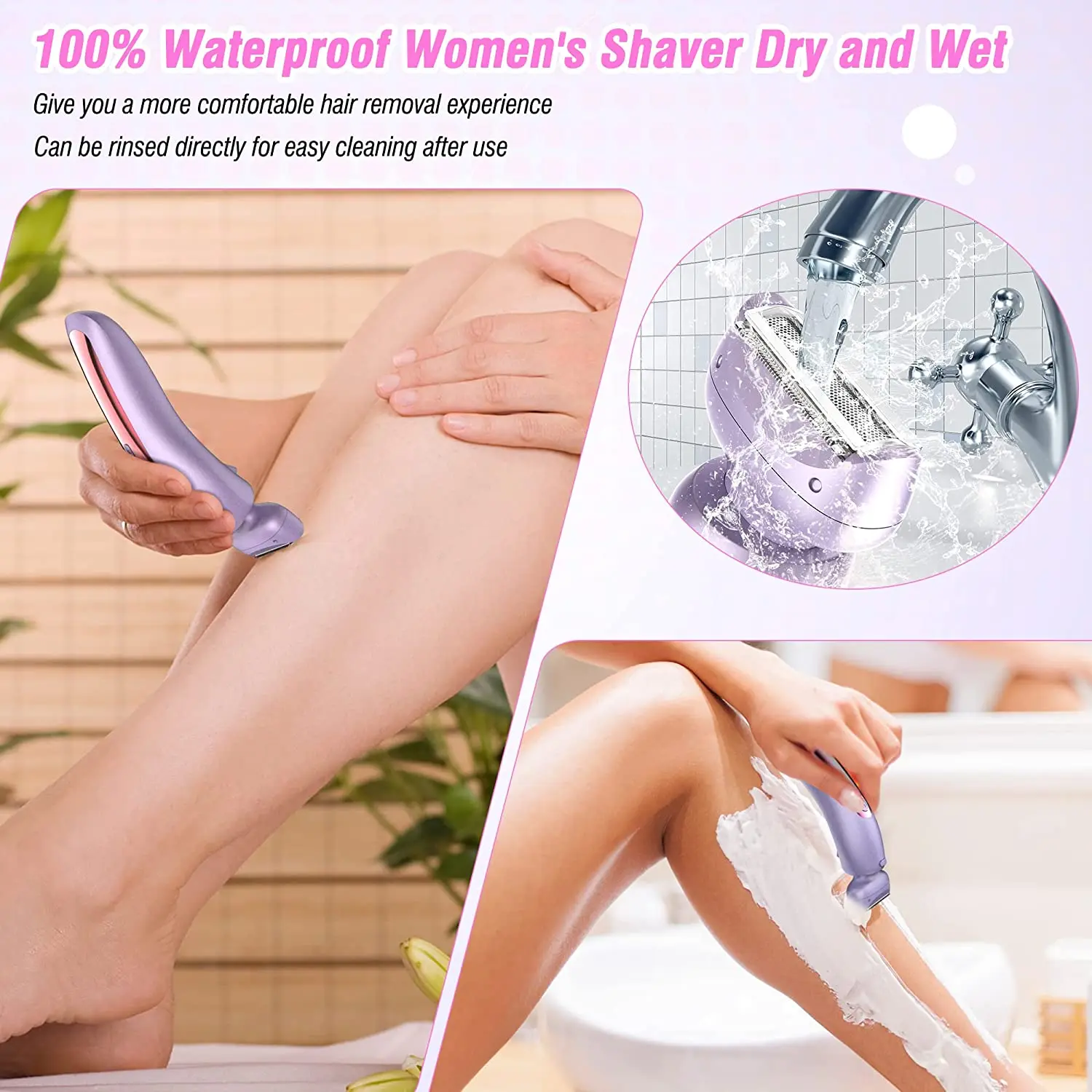 3 in 1 Blades Electric Shaver for Leg Face Body Hair Trimmer USB Battery Rechargeable Shaving Razor Lady Valentines Day Gift