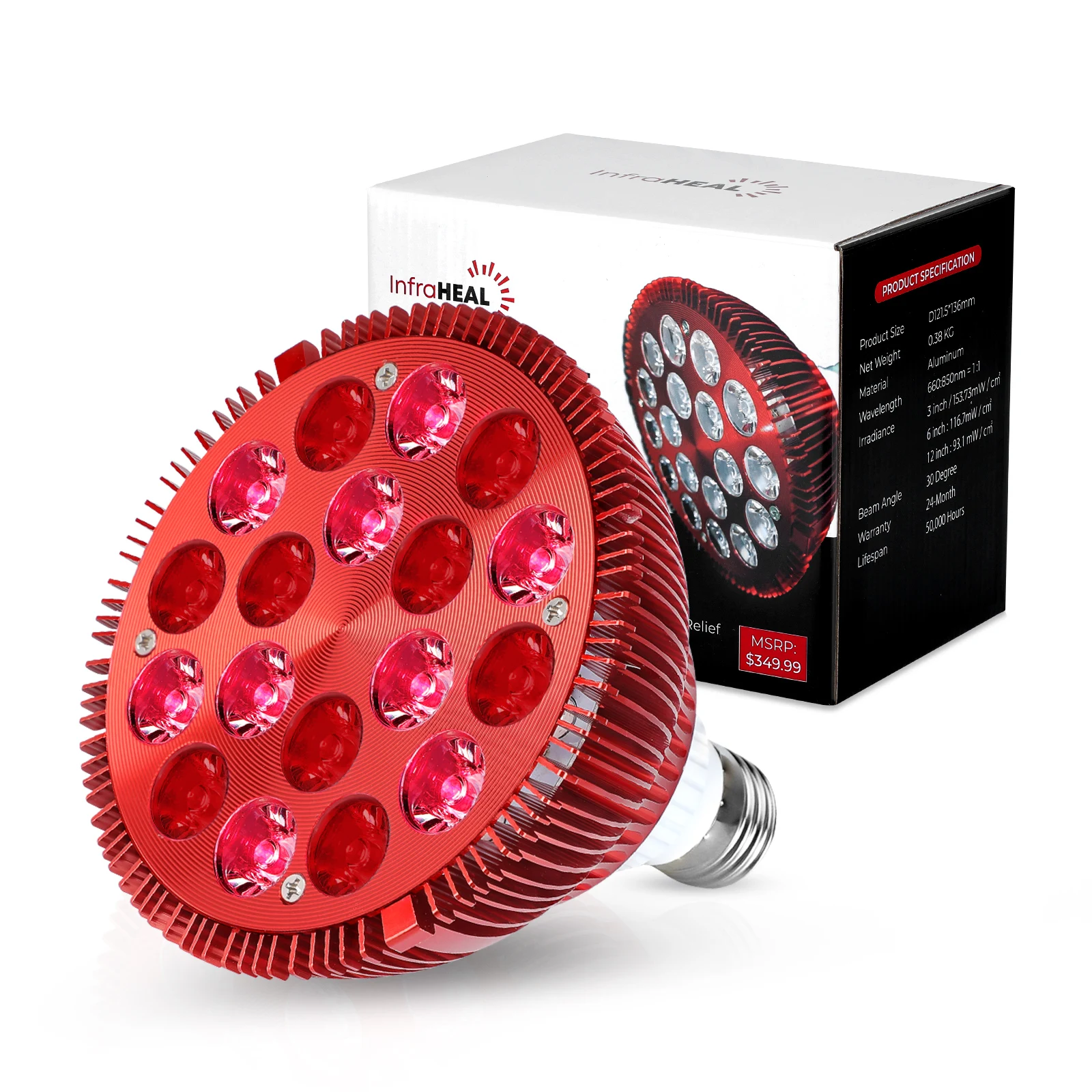 Factory 36W Professional Portable Medical Grade Beauty Near Infrared Pulse Facial Red Led Light Therapy Lamp Bulb For Skin