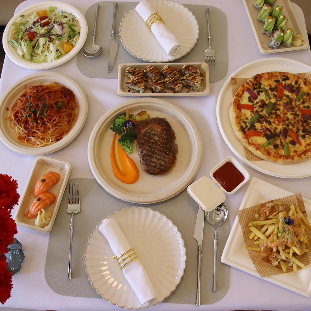 Disposable Tableware Biodegradable Waterproof Cutlery Set Food Serving Soup Bagasse Chinese Spoon