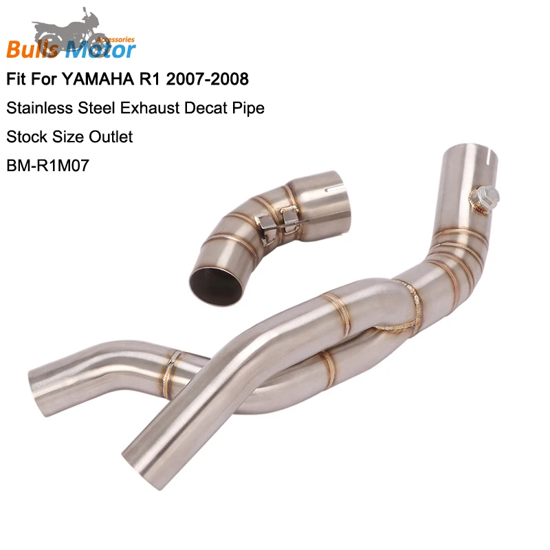 For YAMAHA R1 Exhaust Middle Link Pipe Dual Row Motorcycle Exhaust System Catalyst Remove Decat Pipe 2007 2008