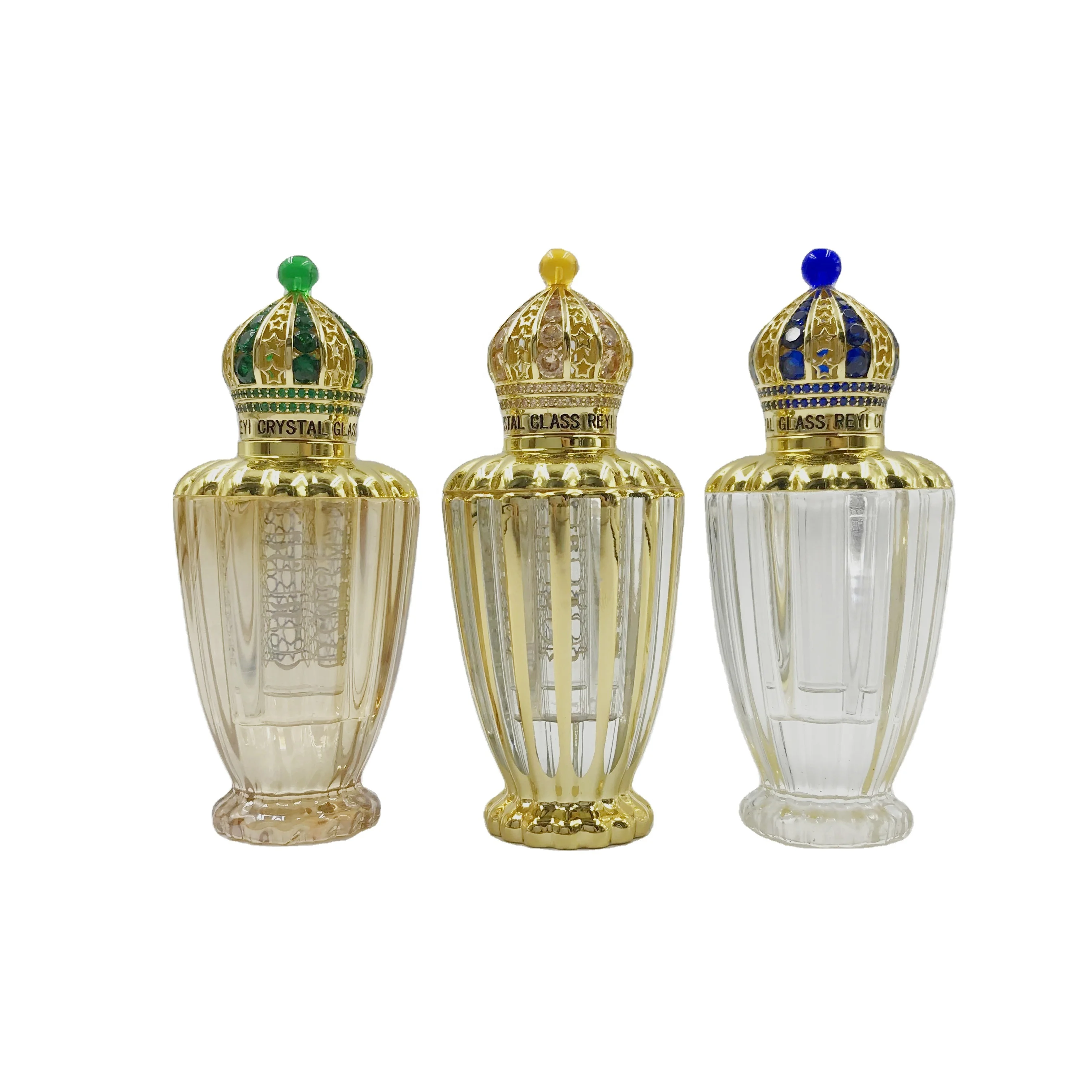 Luxury Crystal Glass Bottle With Jewelry Cap For Purfumes Oud Oil Attar Bottle