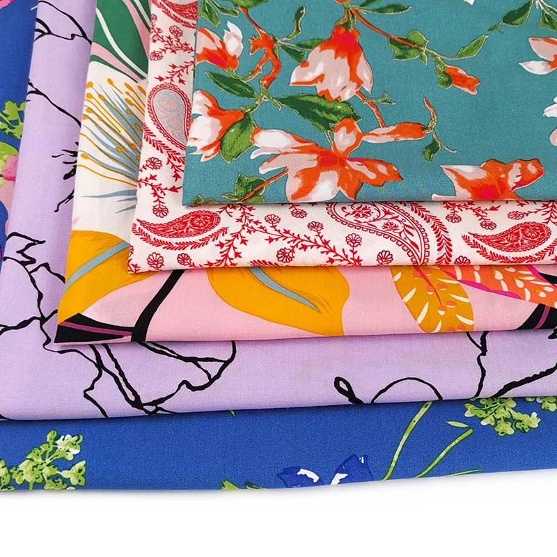 
45s woven rayon poplin fabric 100% viscose printed fabric for shirt dress tela 