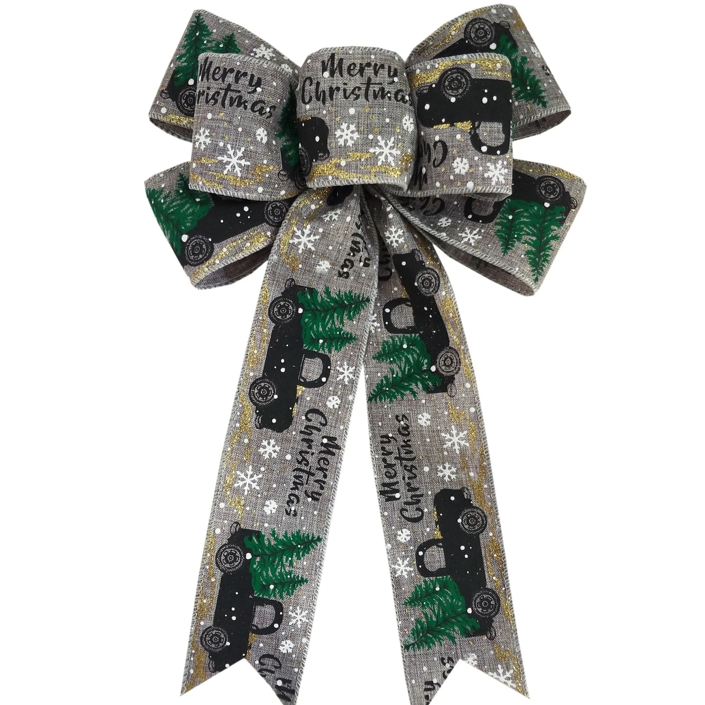 Factory custom christmas pre-made twist tie satin ribbon bow Christmas Bow Christmas Tree Decoration