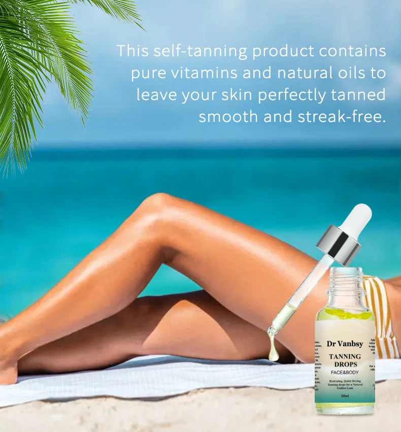 Private Label Custom Beauty Products Natural Tanning Lotion  Active Self Tanner Gel Sun Tan Drops