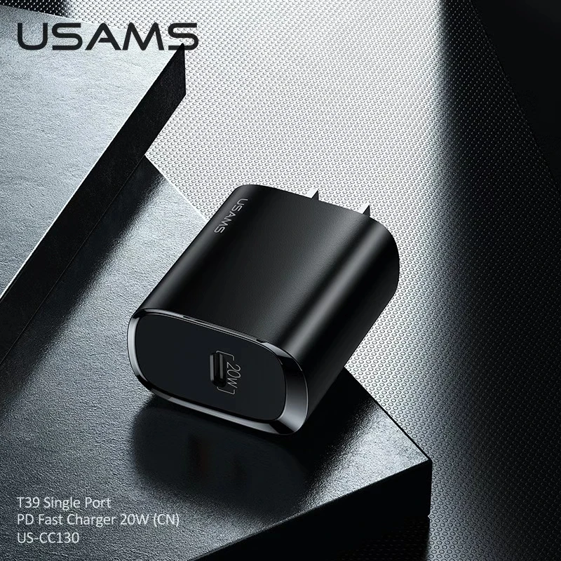 
USAMS T39 charger 2020 new product mobile phone cargadores usb-c wall PD type c fast usb charger for iPhone 12 adapters 