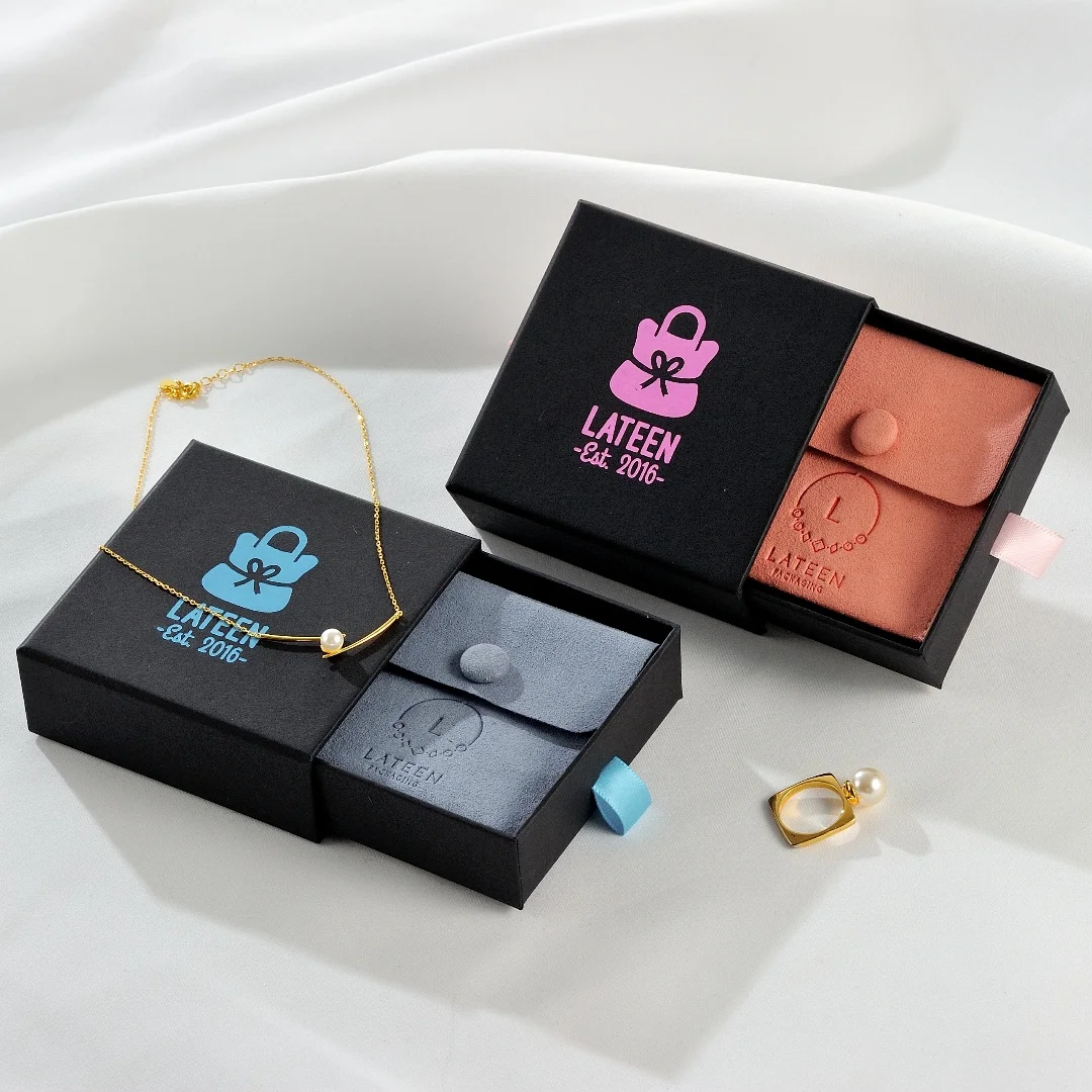 Custom Microfiber Pure Color Velvet Suede Jewelry Pouch Envelope Flap Jewelry Packing Pouch with Button