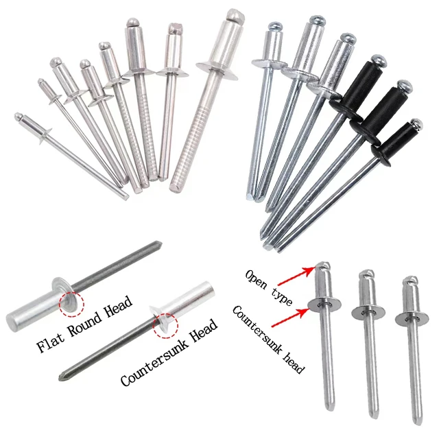 Aluminum open end blind rivets round countersunk closed end stainless steel pop rivet M2.4/3.2/4/5/6MM