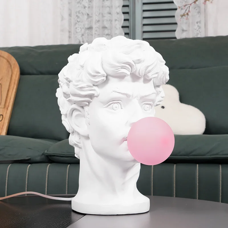 Nordic Greece Resin LED Desk Light Sculpture David Statue Desktop Home Decor Table Lamp