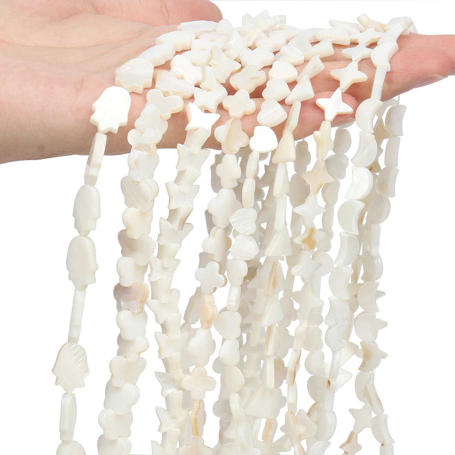Natural White Heart Star Freshwater Shell Beads Mother Of Pearl Loose Spacer Beads For Jewelry Making DIY Bracelet
