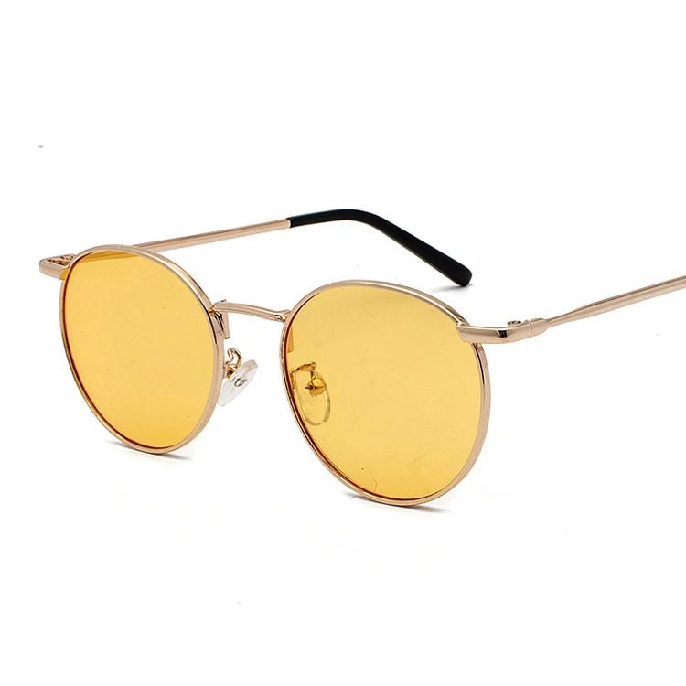 Popular European UV400 Vintage Metal Material Small Round Frame Eyewear Men Women Sunglasses
