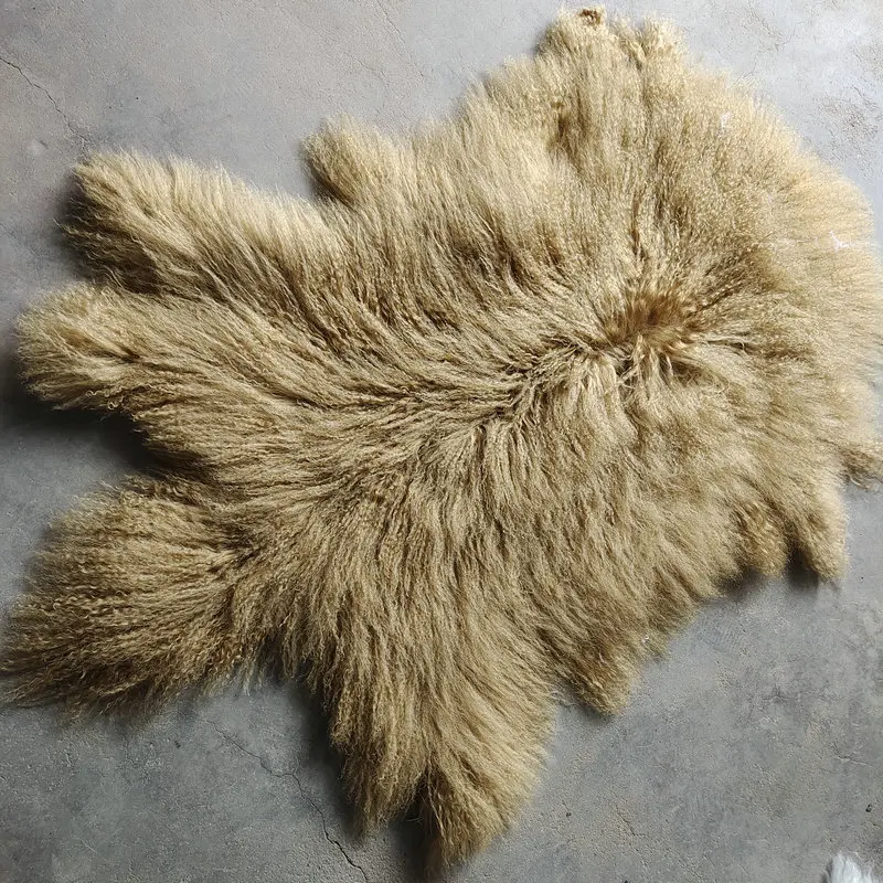 factory  long hair curly Tibet  Mongolian lamb fur plate wholesale genuine  mongolian tibetan lambskin