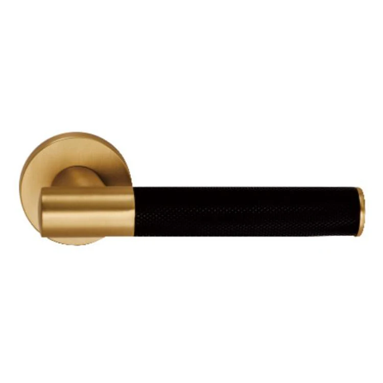 new special  knurled door handle internal modern design brass gold finish lever handles on rose