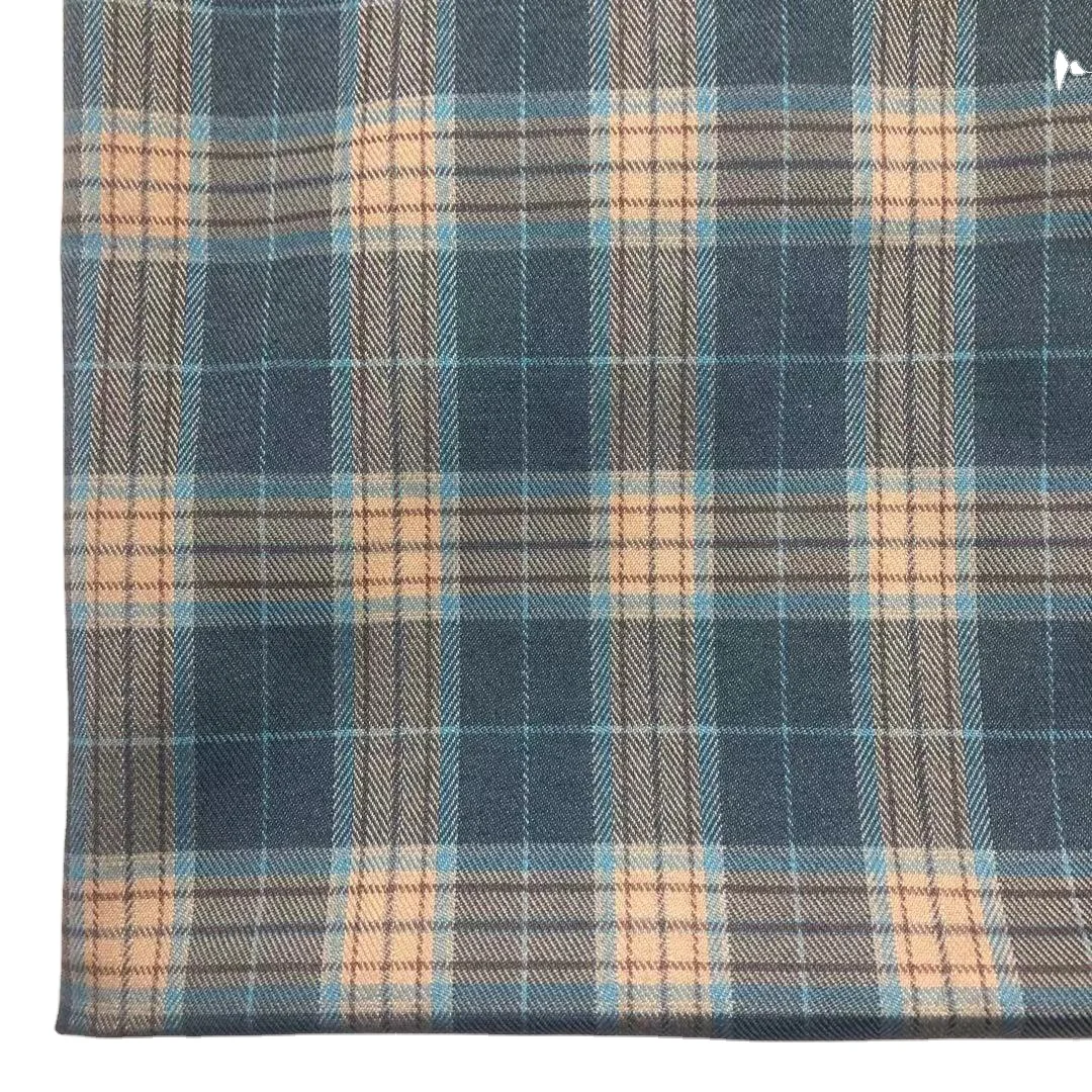All season 2%spandex  98%polyester  plaid  lightweight blue check spandex suit fabric