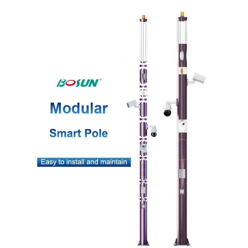 Bosun Factory Price Smart System Control With CCTV Camera LED Secreen Outdoor Lighting Pole Smart Remote Lights Pole