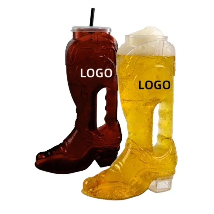 The competitive price of plastic has produced 1L large capacity boot shaped glass beer cups and boot shaped beer boots glass