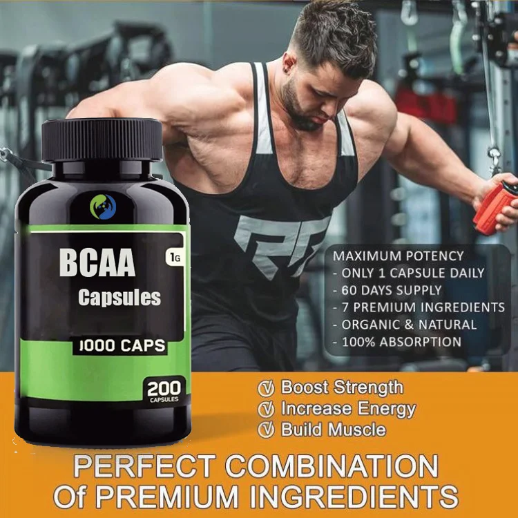 Капсулы BCAA Ausreson спортивные добавки аминокислоты таблетки для набора веса 1000 мг в капсулах