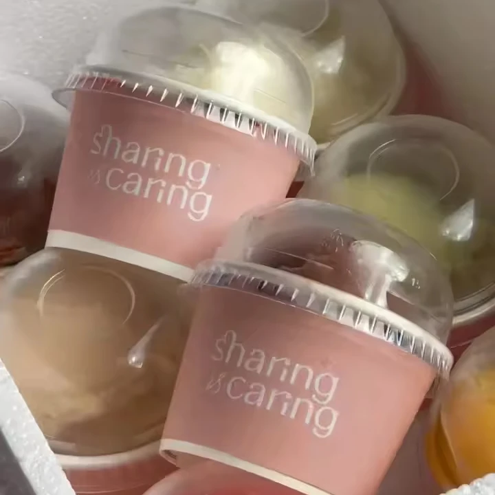 Wholesale Disposable Take Away Food Bowl Biodegradable Paper Smoothie Yogurt Tub 12oz 16oz 18oz Ice Cream Cup With Lid