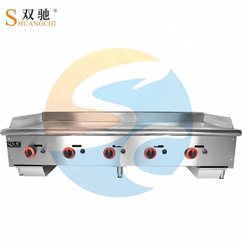 LPG Gas Stainless Steel Hot Plate Kitchen Machine For Restaurant Gas Griddle Commercial 60' Heavy Duty 5 Burners Flattop Grill