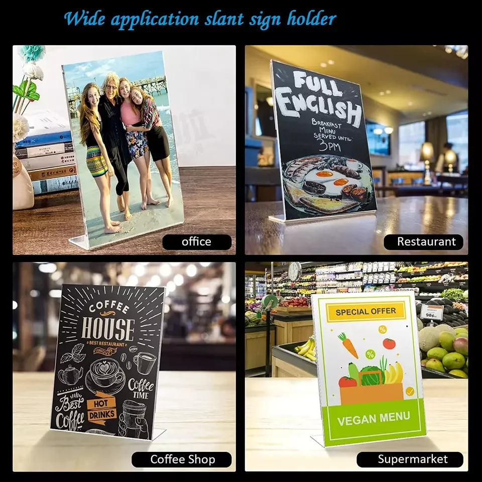 High Quality Table Card 8.5X11 Tilt Transparent Dustproof Acrylic Display Stands