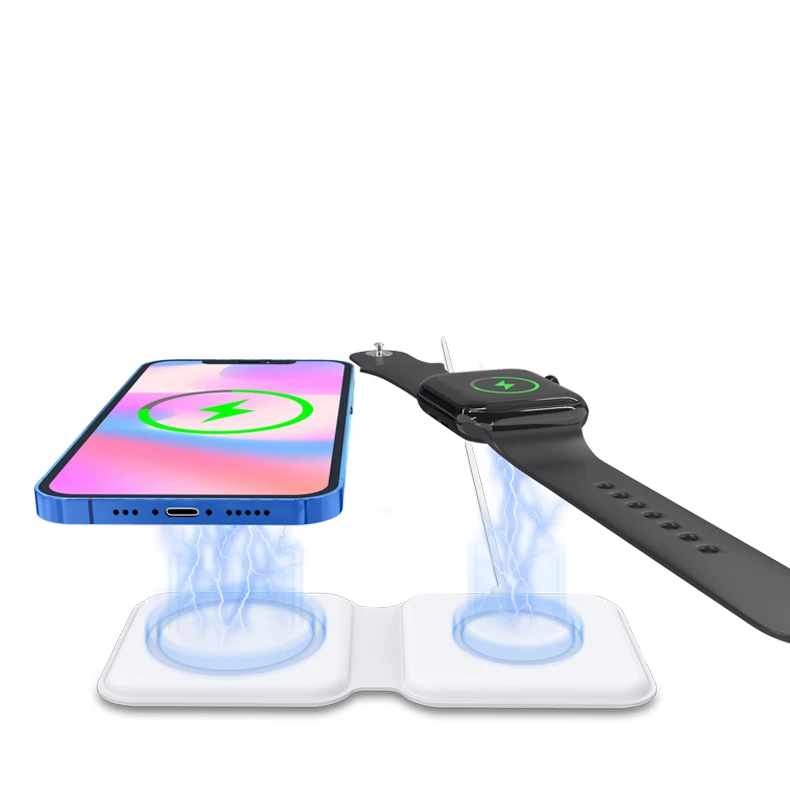 
Новинка 2020, складное двойное зарядное устройство Magsafing для Iphone 12, Apple Watch, 15 Вт, беспроводное зарядное устройство magSafe Duo 2 в 1, магнитное Qi-сертифицированное 