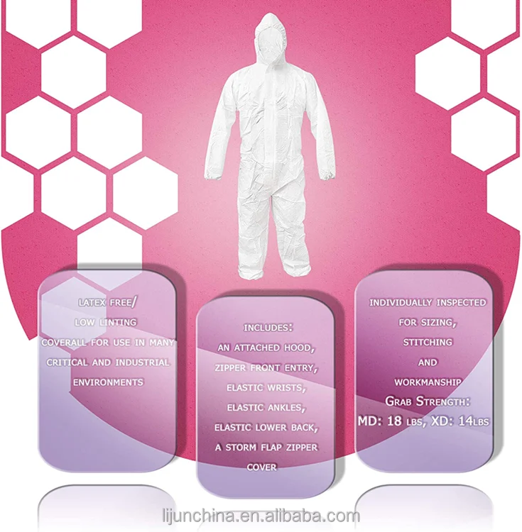 Wholesale disposable microporous PP SMS type 5/6 anti oil anti asbestos Medical Disposable coveralls bunysuit overalls