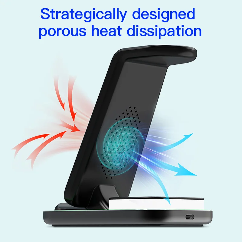 Hot Selling Customized 3 in 1 Wireless Charger For Mobile Phone 18W Double Magnetic Fast Charging Station With LED Light