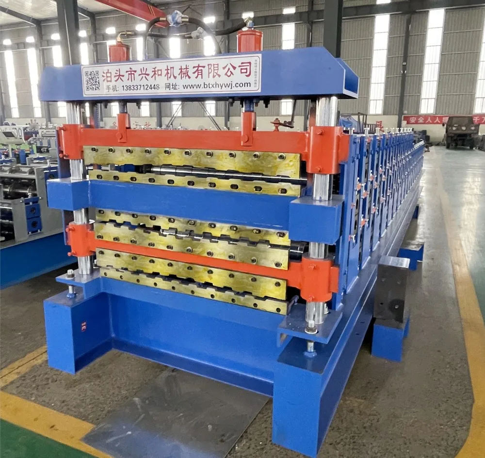 Three Layers Metal Sheets Corrugated and Trapezoid Roofing Tile Roll Forming Making Machine