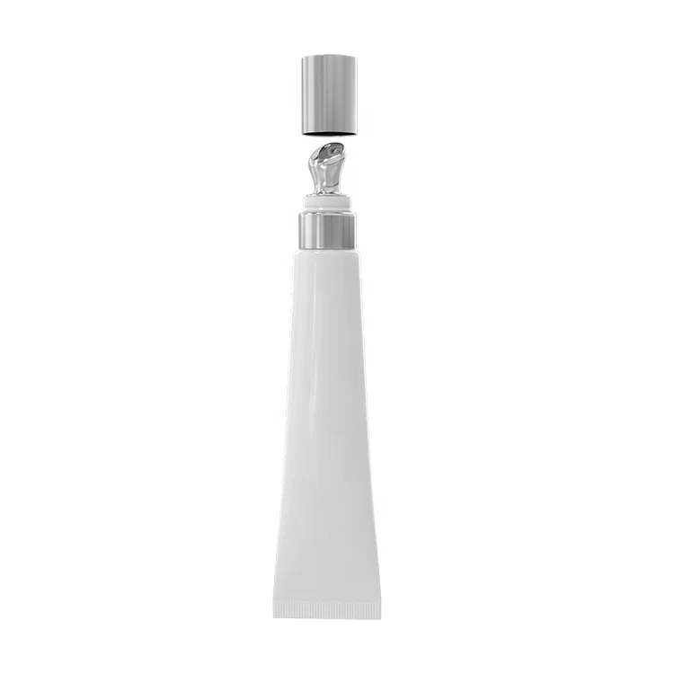 15ml metal applicator empty Eye Cream cosmetic PE lip gloss soft plastic tubes with metal zinc applicator 19mm squeeze container