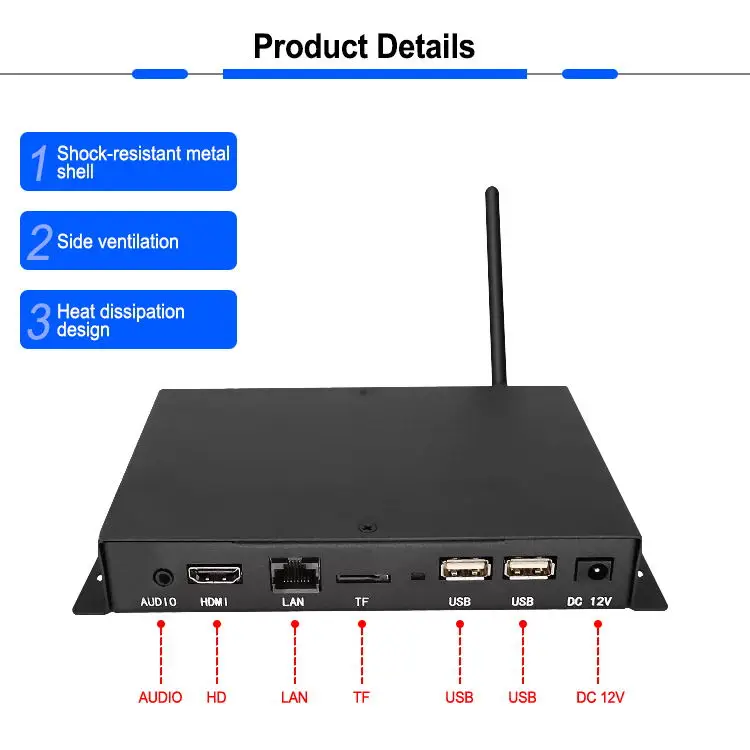 4K Optional Media Player Digital Signage Advertising Tv Box Android Wifi Lan