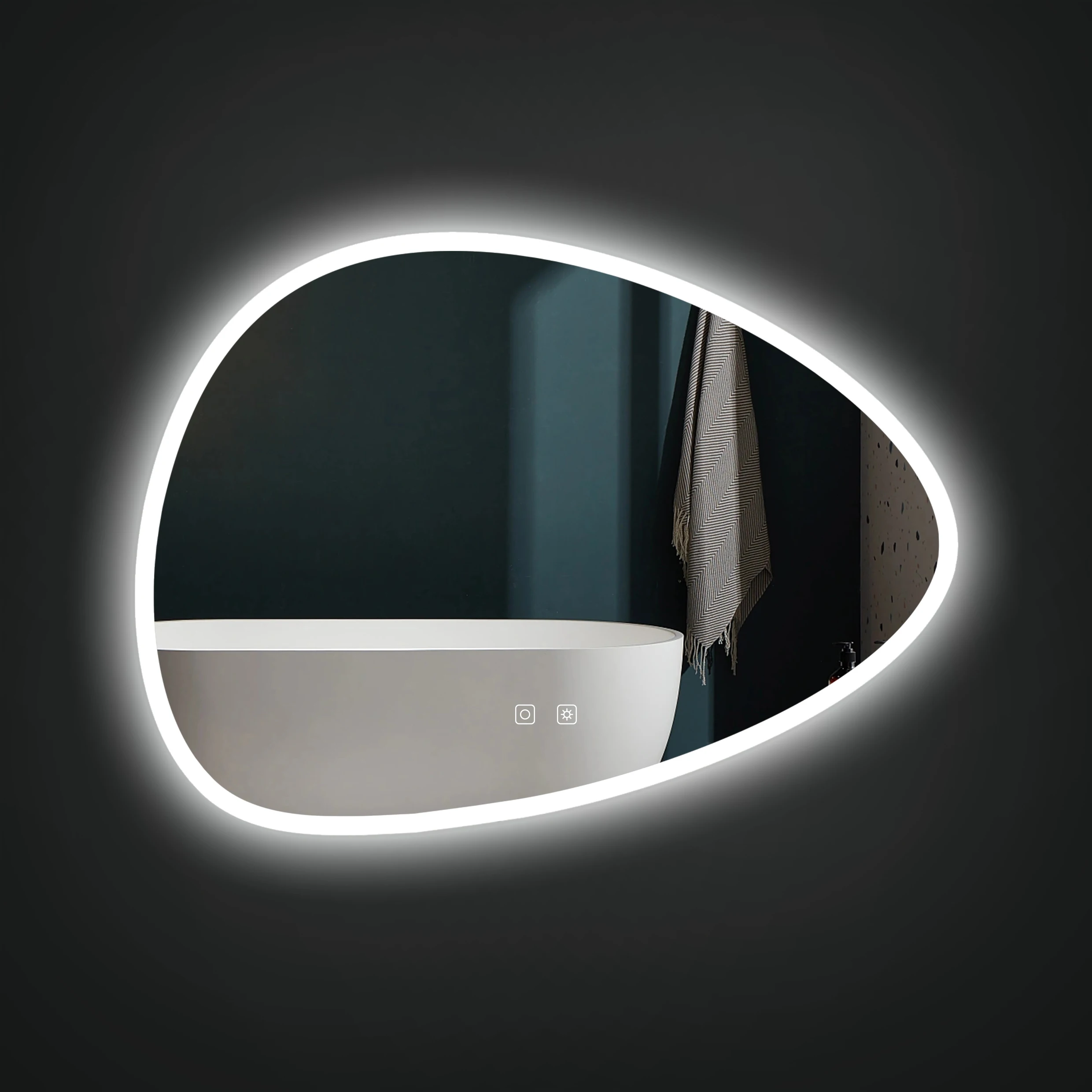 Modern Bathroom LED Smart Mirror Wall-Mounted Irregular Hanging Makeup Mirror Bright LED Light Waterproof Decorative Bathroom