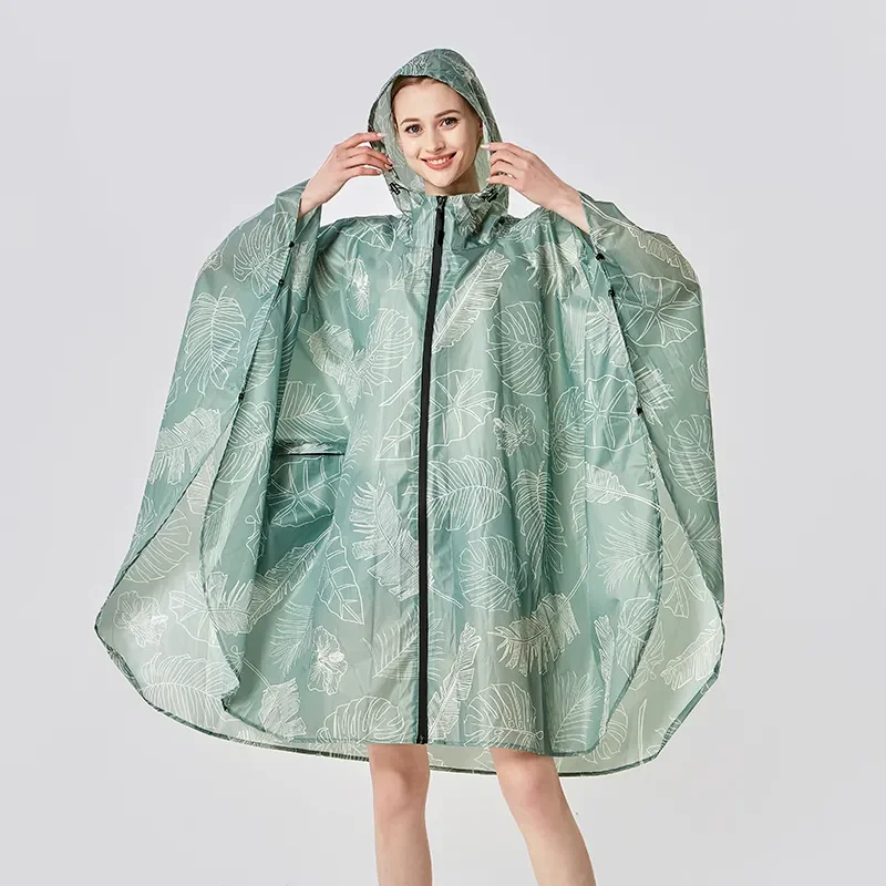 Wholesale Custom 100% Waterproof Women Rain Poncho Fashion Lightweight Outdoor Polyester Raincoat