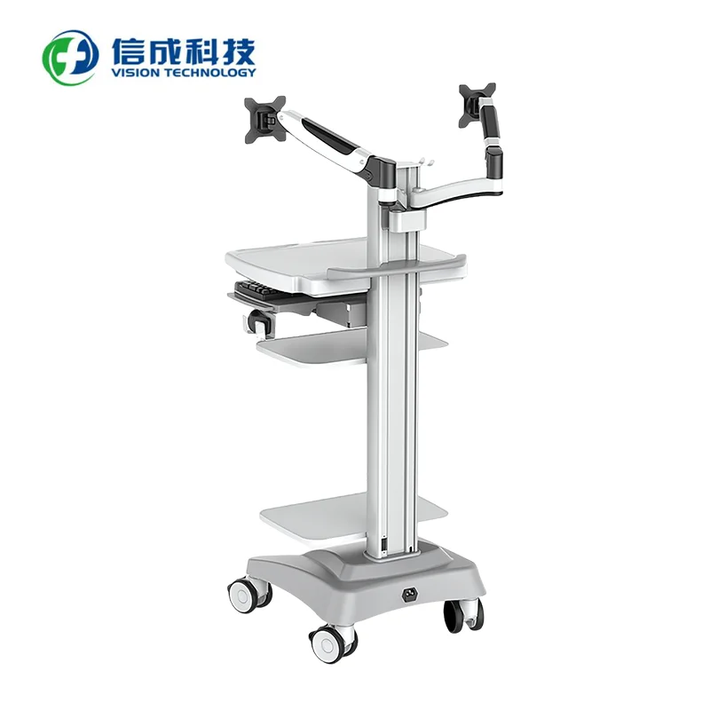 manufacturer Mobile medical computer telemedicine cart two arms tablet trolley certified nursing cart portable medical trolley