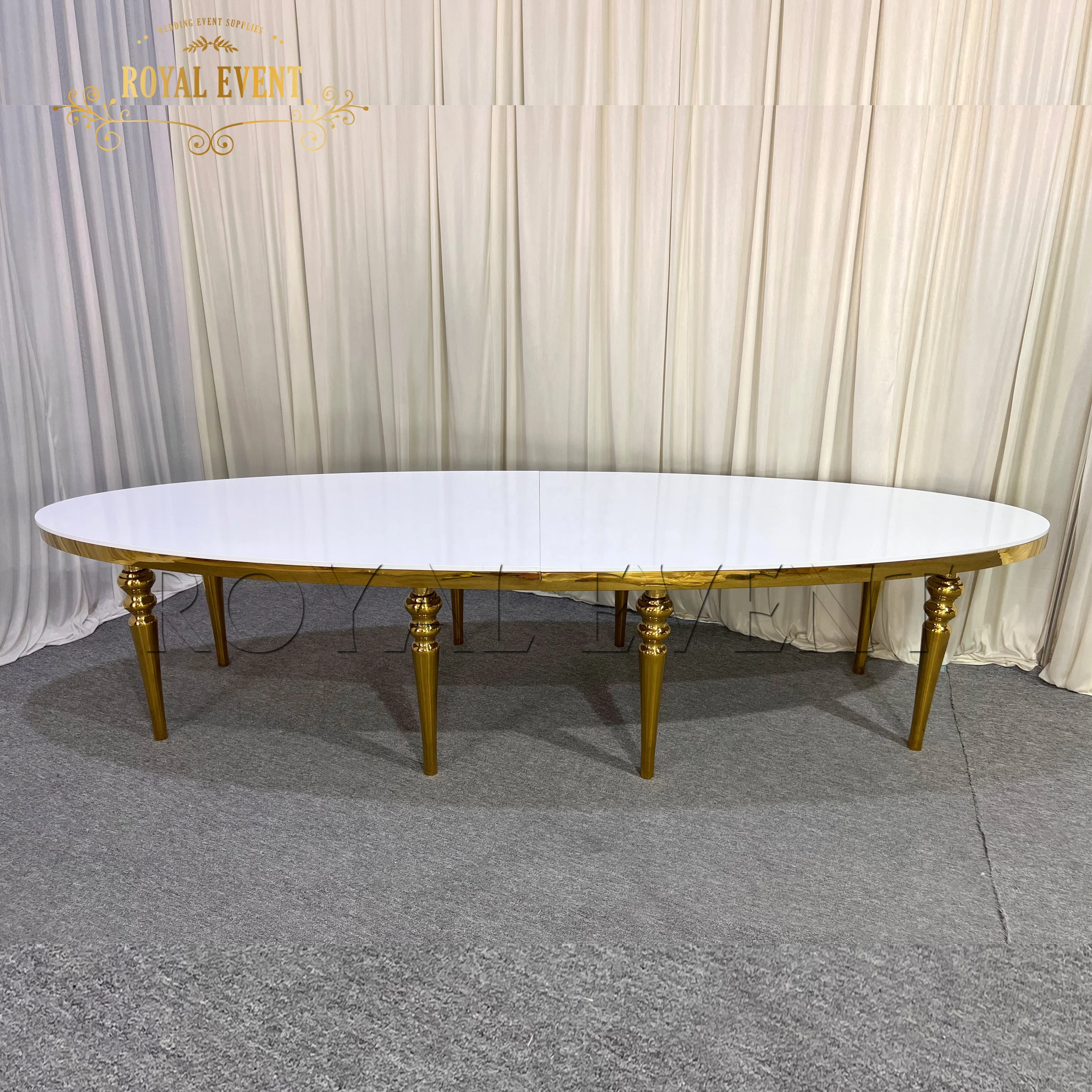 High Quality Oval Stainless Steel Dining Table Sets MDF Event Banquet Table Wedding Table for Hotel Furniture