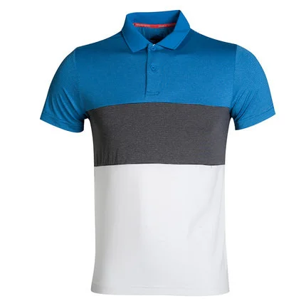 Custom 65% POlyester 35% Cotton Color Block Golf Uniform Polo Shirt Men