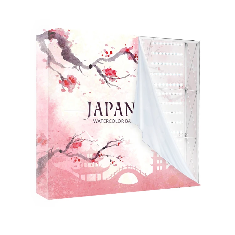 Trade show exhibition booth backdrop 8ft 10ft 10x10 aluminum frame fabric led lightbox pop up display backlit frame exhibition