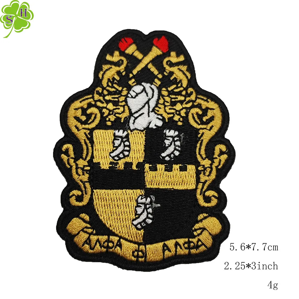 4 Inches Blue And White Greek Letter Embroidered Patches Iron On Heat Cut Border Custom Embroidery Patch For Clothing