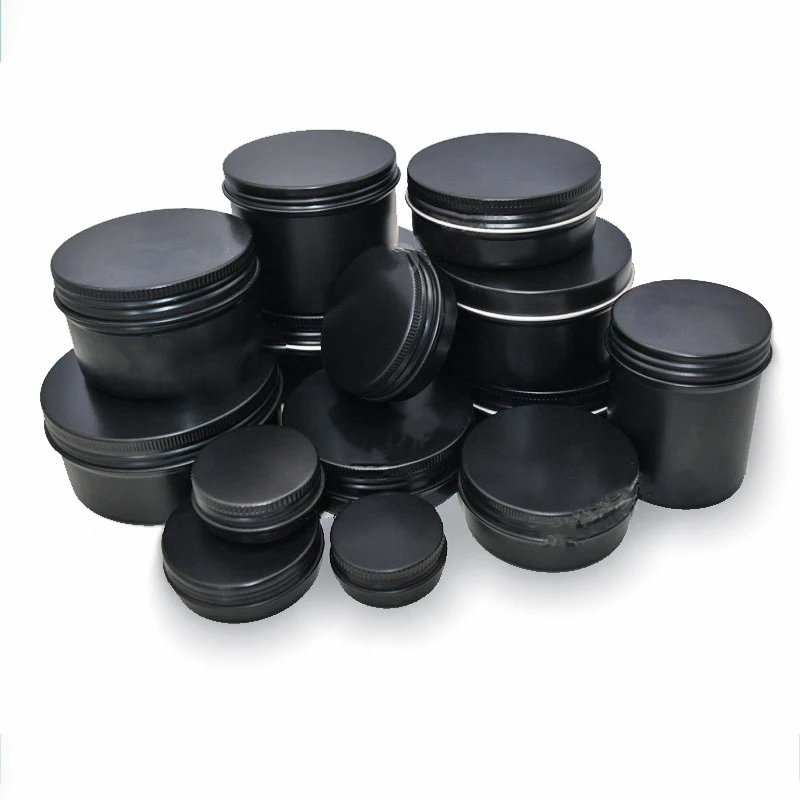 10ml-220g aluminum box car wax round threaded cans cosmetics DIY dispensing black Tin
