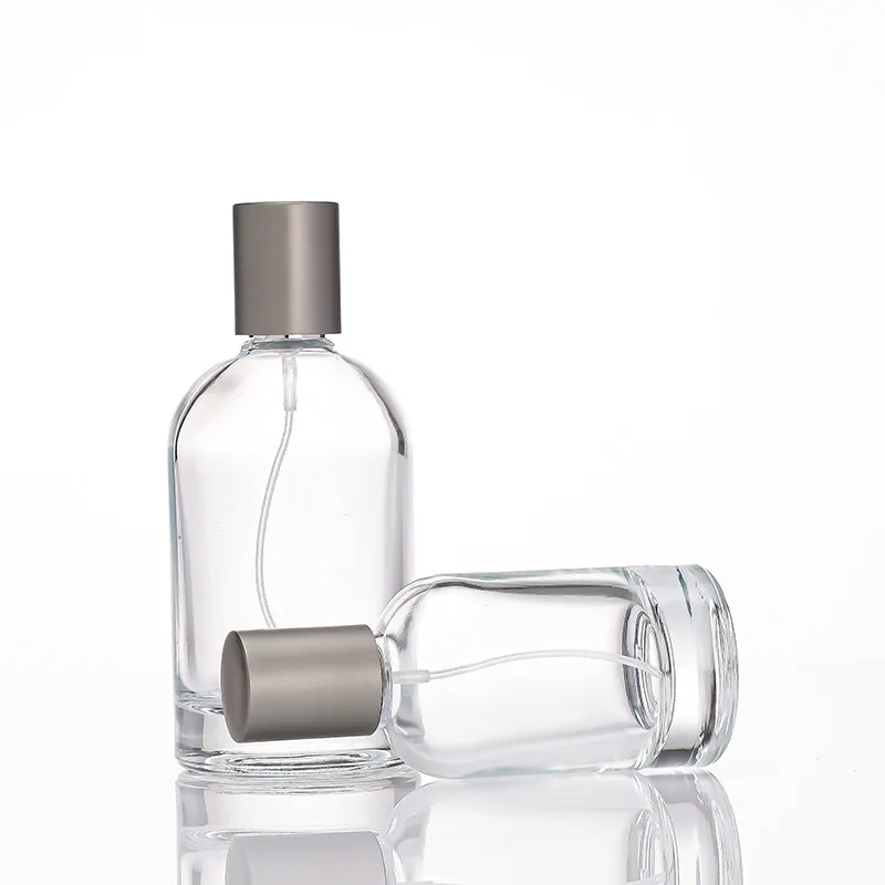 Custom Round Empty Clear Fragrance Glass Perfume Bottle 30ml 50ml 100ml Perfume Spray Glass Bottles With Cap