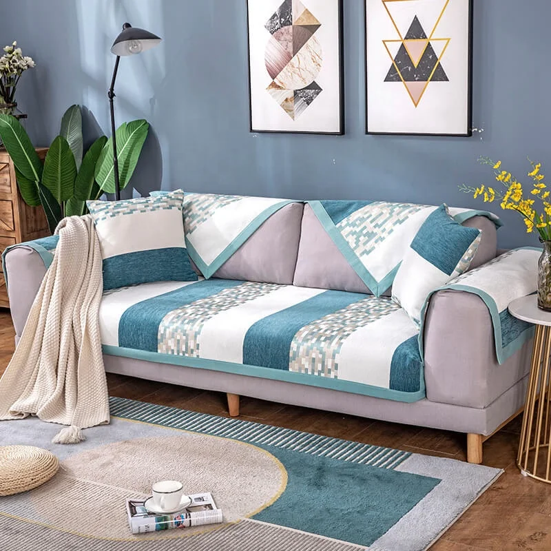 i@home nordic style 4 seasons universal striped sofa towel non-slip chenille fabric sofa cover
