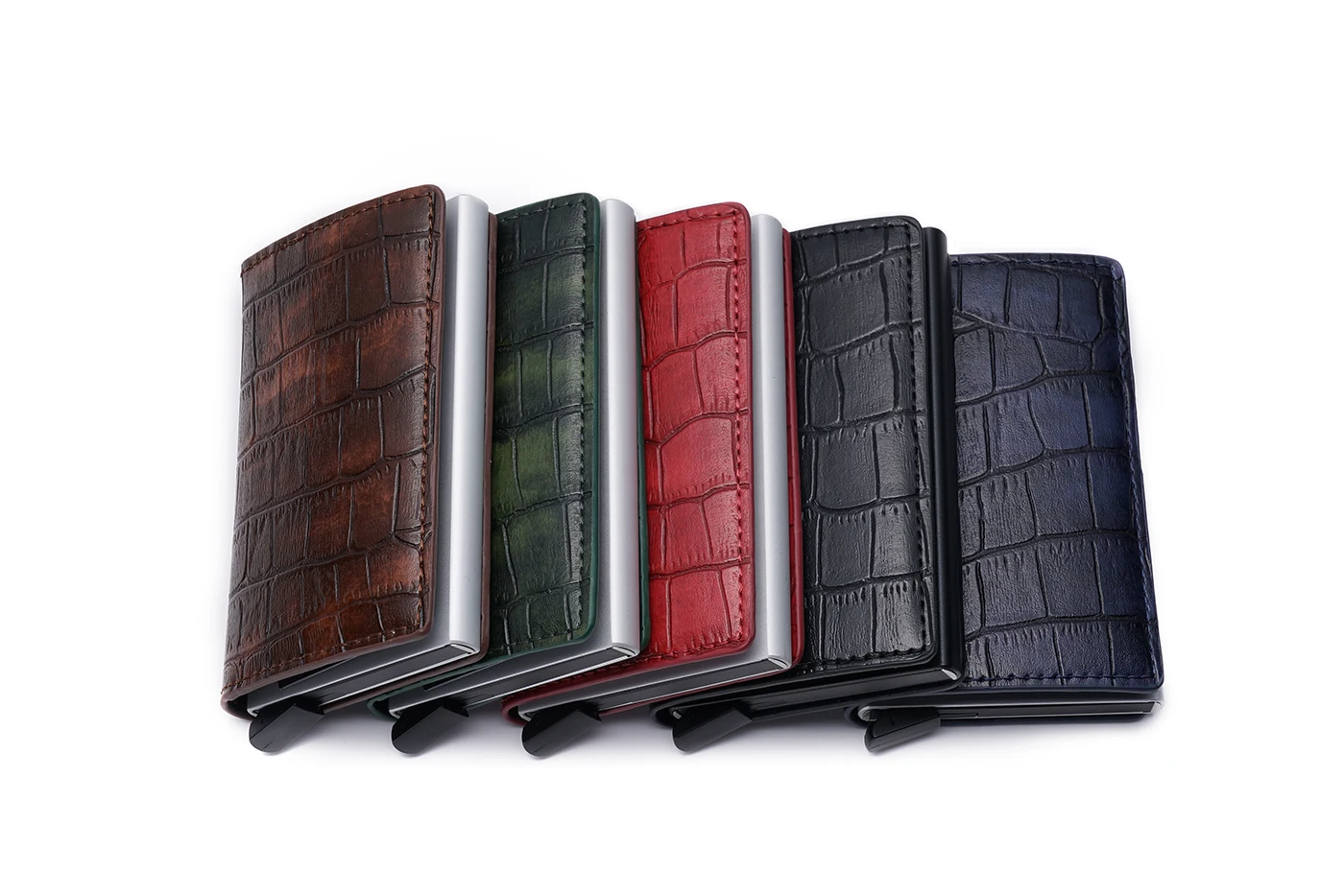 
Manufacturer Customized Wholesale Auto pop up RFID blocking Aluminum Metal PU Leather Men Credit Card Holder Wallet 