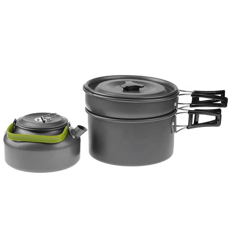 
Wholesale Camping Cookware Mess Kit Pots Pan Camping Aluminum Cookware 