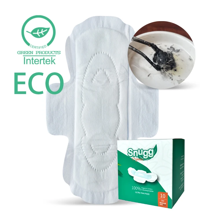 Niceday Organic Menstrual Pads Feminine Hygiene Biodegradable Pads with Wings, Regular Absorbency,10pcs/box