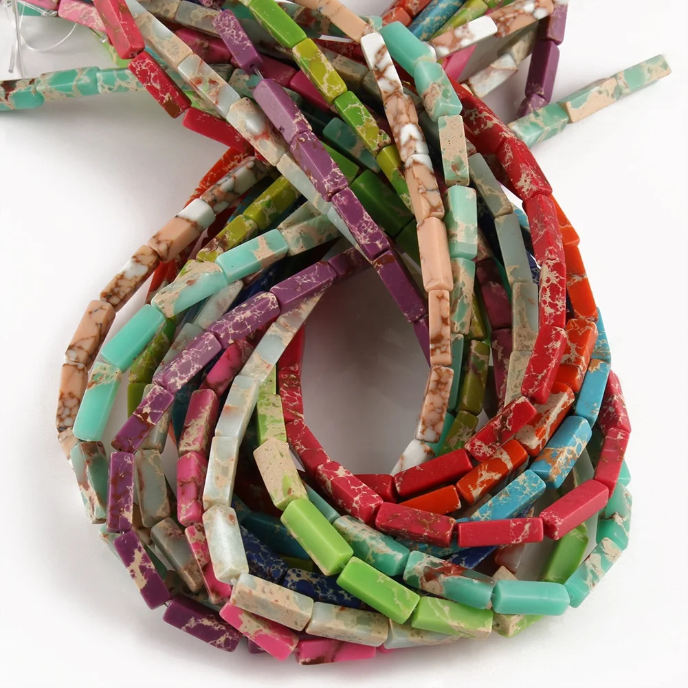 4*13mm Natural Emperor Stone Rectangle Shape Beads Natural sea sediment gemstone Geometry Spacer beads for jewelry makings